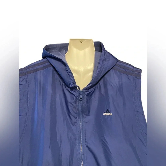 Men’s Adidas Reversible Full Zip Hooded Vest Blue - Picture 2 of 9